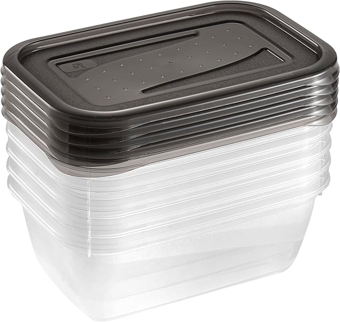 keeeper fredo fresh food storage containers, 5 pieces, 5 x 0.5 l, crystal grey (transparent)