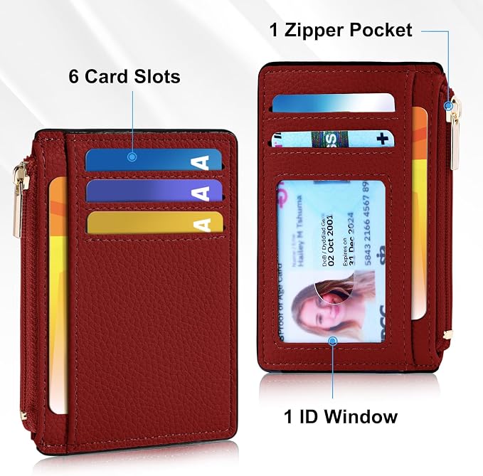 Tipmile Womens Credit Card Holder Wallet, Small Slim RFID Blocking Sleeve | Mini Tiny Cute ID Case, Minimalist Zipper Pocket Wallet, Thin Coin Purse, Mothers Gift
