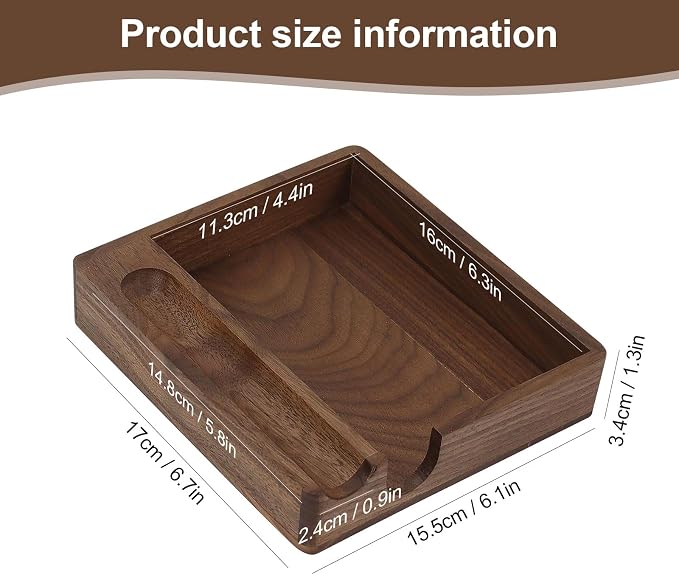 Buqoo Black Walnut Wood Sticky Note Holder with Pen Slot 4x6 Memo Pad | Black walnut wood sticky note holder with pen slot, fits 4x6 memo pads and features U-shaped opening for easy access