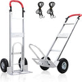 Aluminum Alloy Hand Truck with U-Shaped Handle, 2 Rubber Wheels, 600 lb Capacity, Ext endable Base Plate - Suitable for Warehouse, Office, Home & Multiple Usage Scenarios