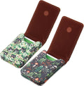 Outus 2 Pcs Business Card Holder, PU Leather Business Card Case Pocket Wallet with Magnetic Shut for Men Women(Soft,Mushroom and Black Cat)