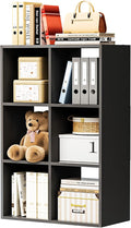 COMHOMA 6 Wood Cube Storage Organizer with Open Back and Removable Back Panels, 11In Black Cube Storage Bookshelf, Cubicle Shelf Bookcase for Home Office Bedroom Living Room, Vertical or Horizontal