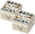 Shoe Organizer for Closet, Foldable Shoe Storage with Adjustable Dividers | Fabric Shoe Storage Organizer Box Bin with Adjustable Dividers and Clear Cover, Fits up to 16-32 Pairs