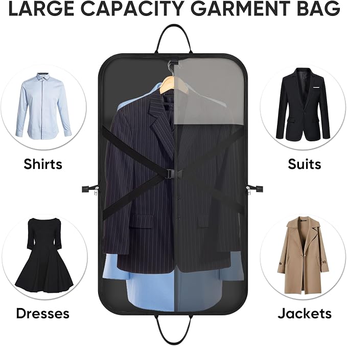 BALEINE Travel Garment Bag, Travel Suit Bag for Men, Water Resistant Carry on Garment Bag for Hanging Clothes, Garment Duffel Bag for Travel Business (Beige, 42")