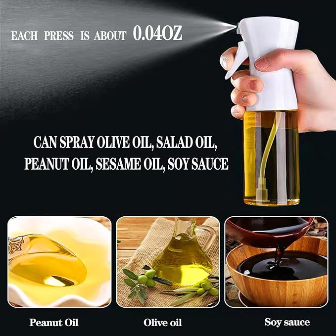 Oil Sprayer for Cooking -200ml Glass Olive Oil Sprayer, Cooking Sprayer, Kitchen Gadgets for Air Fryer, Canola Oil Spritzer, Widely Used for Salad Making, Baking, Frying, BBQ (Yellow)