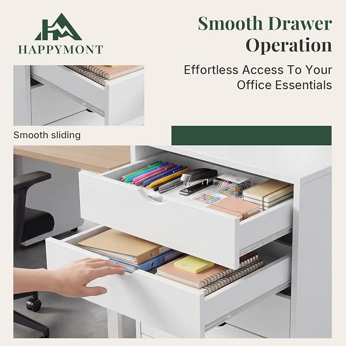 Mobile File Cabinet Under Desk, 7 Drawer Storage Organization with Wheels, Vertical Filing Chest Rolling Wood Small Desk Printer Stand for Home Office, 15.75" D x 18.74" W x 34.25" H