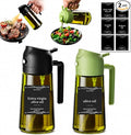 Oil Sprayer for Cooking, 2 Pack Olive Oil Sprayer Bottle, 16oz Glass Oil Dispenser for Kitchen, Fine Mist Spray & Pour, BPA-Free, Refillable, Leakproof, Air Fryer, Salad, BBQ & Cooking