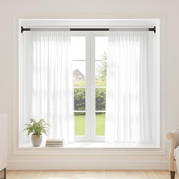 Tension Curtain Rod 32-90Inch Black Tension Rod Outdoor Curtain Rods no Drilling Tension Rods for Patio, Windows,Closets,Doorway