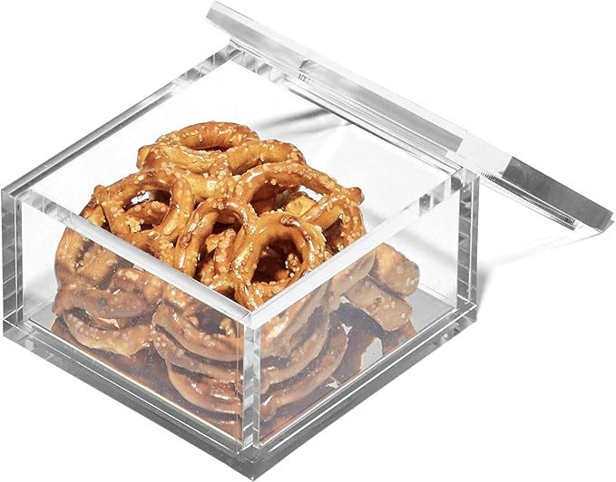 OfficeGoods Acrylic Desk Organizer w/Silver Base – Functional & Elegant Odds & Ends Box for Display or Storage – Perfect for Home or Office, Kitchen, Bathroom Vanity, Curio Display - Small