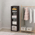 Furinno Cubic Extra Thick 4-Cube Closet Organizers and Storage, Dark Oak | 14.6 x 16 x 58 in, Vertical Open Shelf Closet Storage, Closet Organizer, for Wardrobe, Bedroom, Living Room