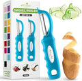 Spring Chef Stainless Steel Swivel Potato Peelers for Kitchen, Dishwasher Safe Veggie Peeler for Kitchen with Soft Grip Handle & Sharp Blades, Great for Vegetable, Apple, Carrot - Set of 2 - Teal