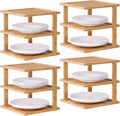 4 Pack Bamboo Corner Shelf,3 Tier Kitchen Cabinet Organizer for Plates and Dishes,Pantry Storage and Spice Rack（Natural）