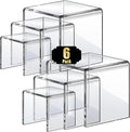 Aheroi Acrylic Risers Display Stands, Acrylic Stands for Display 6Pcs 2Set | Clear Acrylic Display Stands, Small Table Display Shelf Cupcake Stand Buffet Risers for Wedding Party Food Statue(3"*4"*5")