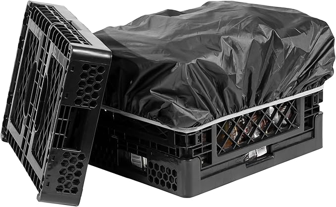 Navaris Collapsible Crate with Rain Cover - Versatile and Space-Saving Transport Box - Ideal for Shopping, Transporting and Travelling - 25L - Black