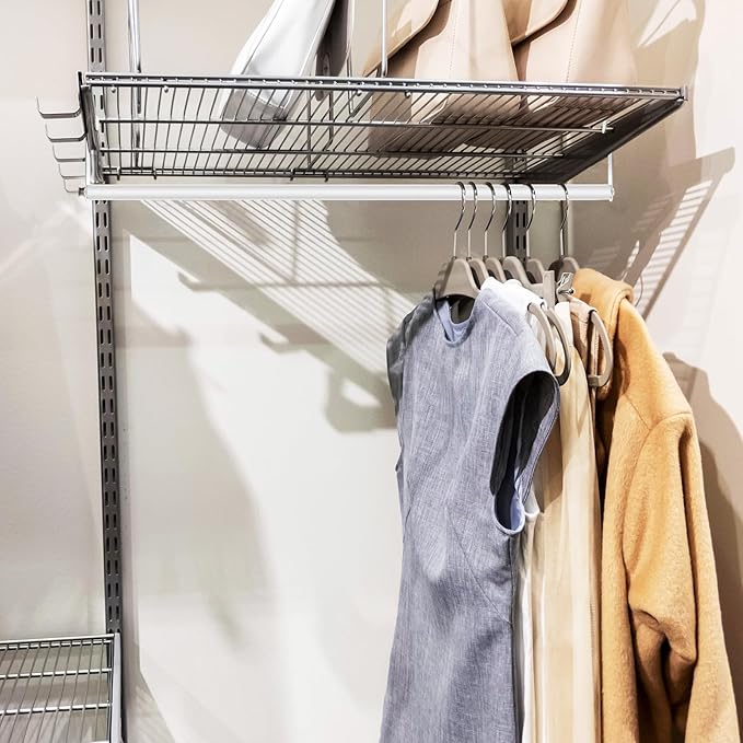 Threehoney 2 Pack Wire Shelving Garment Hanger Bar Wire Shelving Accessories Industrial Closet Clothes Rods for Home Retail Store(White,36 Inch)