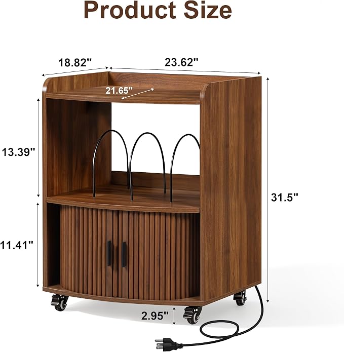 Bifins Coffee Bar Cart for Home, 3 Tier Rolling Serving Carts with Wheels | Coffee Cart with Removable Metal Brackets and Sliding Doors,Mobile Liquor Sideboard Cabinet for Home Bar, Kitchen