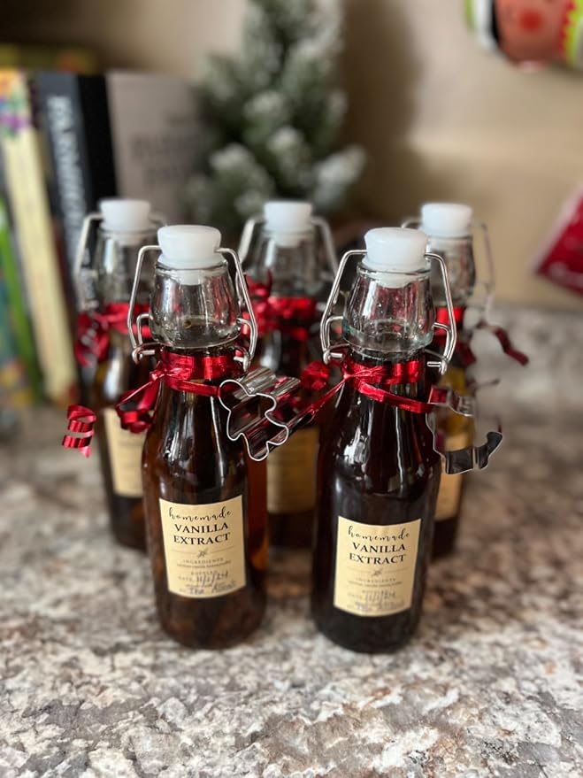 48 Pack Kraft Homemade Vanilla Extract Stickers 1.5×2 inch Square Personalized Vanilla Instruction Labels for Handcrafted Bottles,Jar Kitchen Pantry