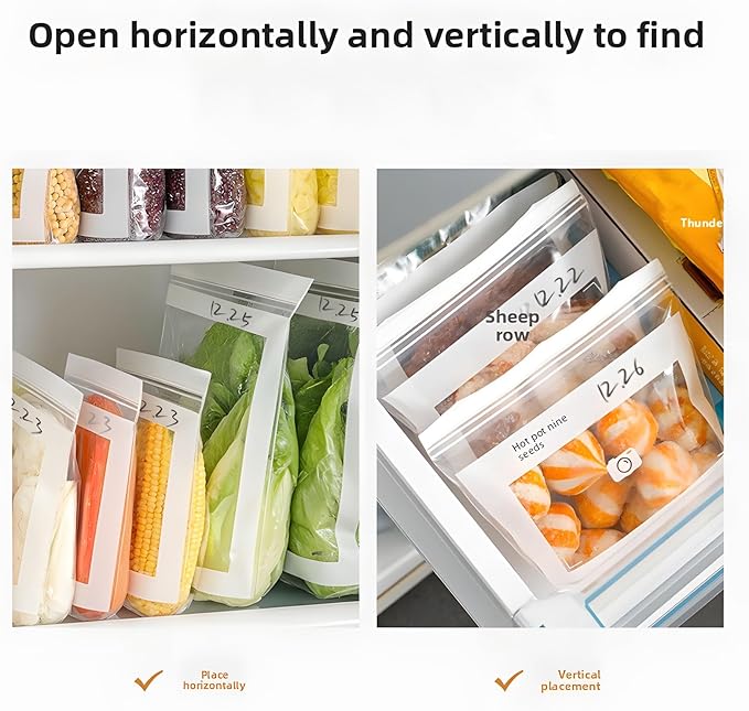 Kitchen Food Grade Fresh Keeping Bags, Reusable Sealed Bags for Vegetables & Fruits, Clear Plastic Storage Bag for Refrigerator, Dual Interlocking Seal (L, 15counts)