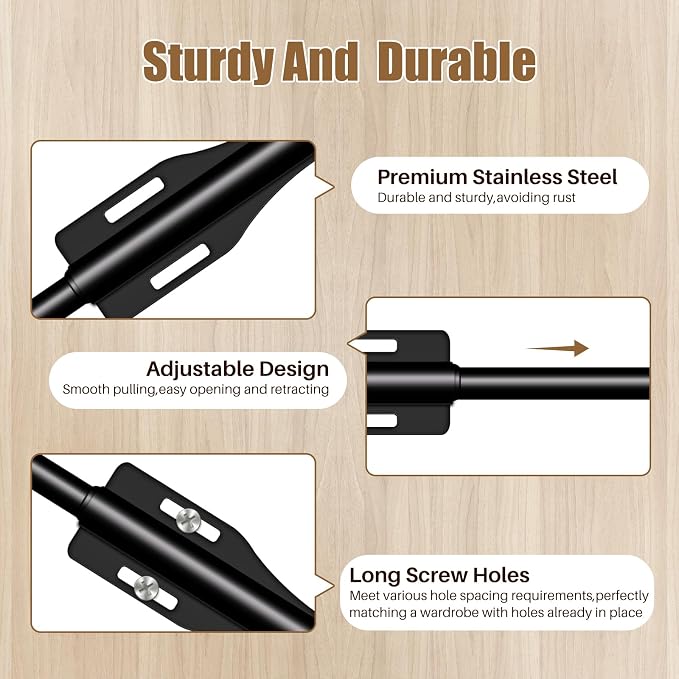 13" Valet Rod For Closet Pull Out Adjustable For Closet,2 Pack Black | 13" pull-out valet rod provides convenient hanging space for clothes in closets, bedrooms and laundry rooms.