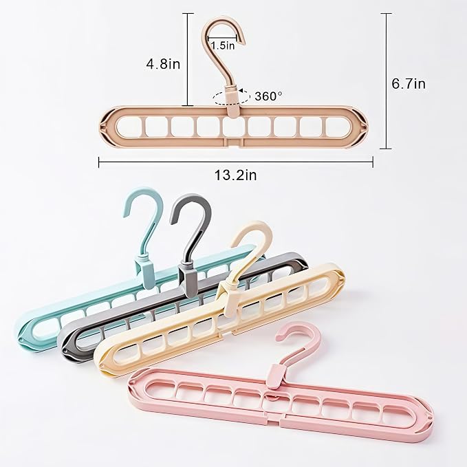 9 Space-Saving Hangers Heavy-Duty PP Plastic Tiered Hanger Organizer with Non-Slip Foldable Design, for Closet (Random, 10)
