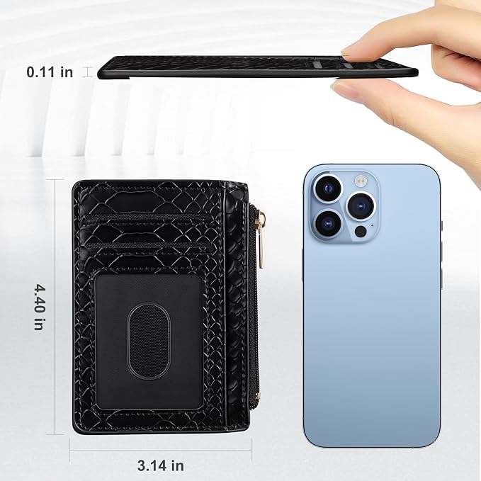 Tipmile Mens RFID Wallet, Small Slim Business Credit Card Holder, Mens Gift | Mini Tiny Cute ID Case, Minimalist Zipper Pocket Wallet, Thin Coin Purse, Mothers Gift