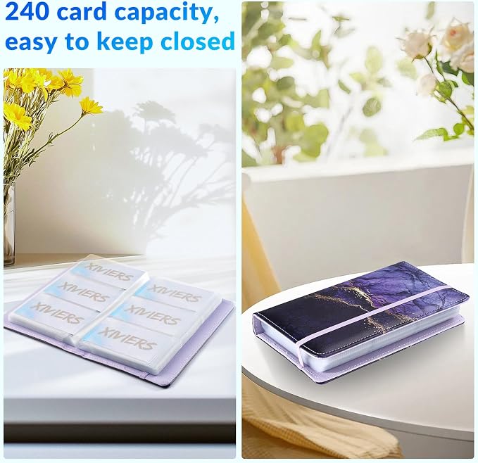 Pu leather business card organizer， 240 Capacity business card holder organizer，Credit card holder for women and men