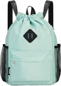 WANDF Drawstring Backpack with Shoe Compartment, Sports Gym Bag | Multi-Pocket Storage, Water-Resistant Fabric, Cinch String Bag