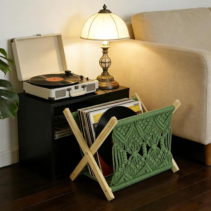 Boho Macrame Magazine Holder,Hand-Woven Magazine Rack for Home Office | Multifunctional Storage Basket for Letters, Magazines, Books and Newspapers