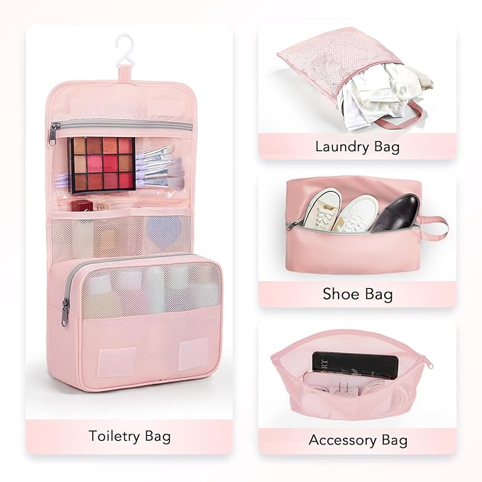 OlarHike 8 Set Compression Packing Cubes for Travel Essentials,Compressible Expandable Space Saver Bags for Organizing Clothes,Luggage Suitcase Garment Bags with Over 1000 pcs Mesh Holes(Pink)