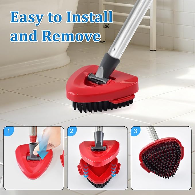 Mop Head Scrub Brush & Mop Base for O-Cedar RinseClean, Scrubber Attachment | Upgraded full bristles, no hollow center. Fits O-Cedar RinseClean spin mop. Fits ocedar mop base & spin mop scrub brush head