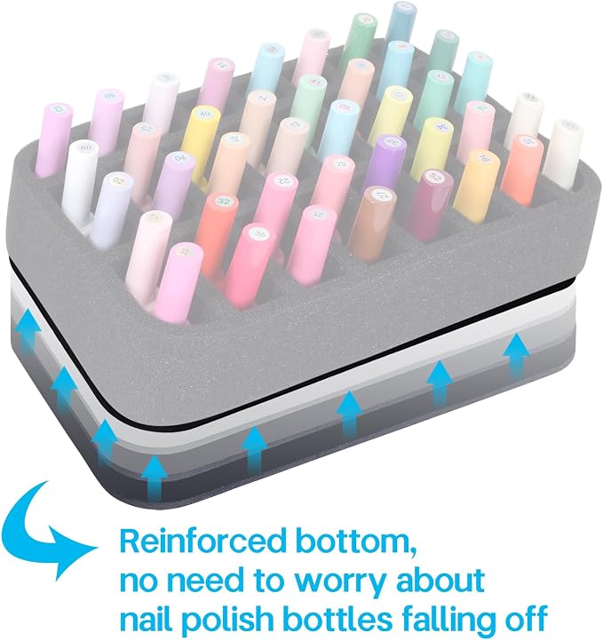Nail Polish Organizer Holder Foam Pad DIY with 24 Slots for Storage Nail Polish or Essential Oil Tray for Drawers Black