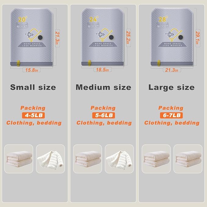 25-Pack Vacuum Bags for Travel with Wireless Rechargeable Pump, Carry-on Size Compression Packing Bags for Luggage & Suitcase, Space Saver for Clothes & Clothing, 25 Combo Travel Size, Fast 3S Vacuum