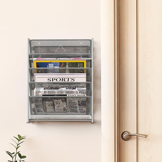 Simple Houseware 6-Tier Wall Mount Document Letter Tray Organizer, Silver
