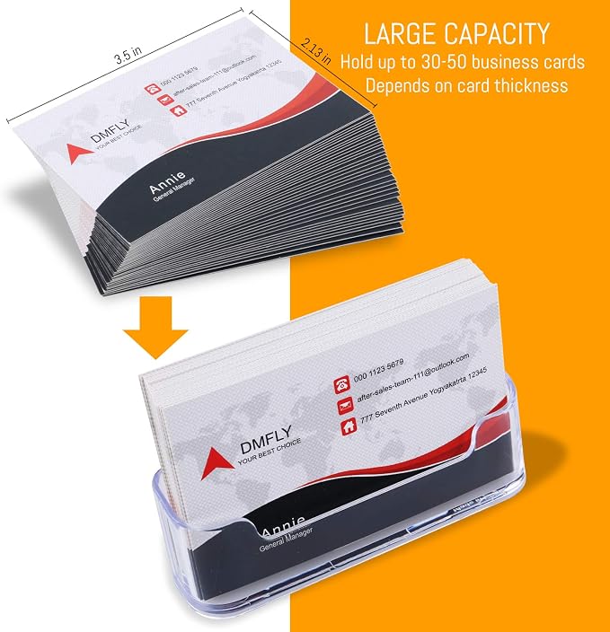 16 Pack Clear Business Card Holder for Desk, Plastic Business Card Display Desktop Acrylic Business Card Stand for Office, Exhibition Booth