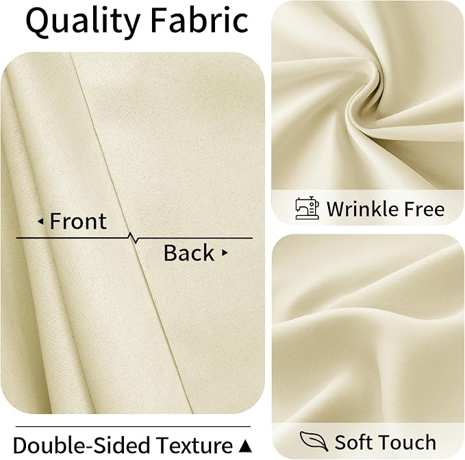 Vatge Magnetic Door Curtain with Rod - W52 x L78, 1 Panel, Light Beige | Door Curtain for Doorways, Room Divider for Laundry