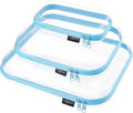 YQBRAO Clear Hard Shell Organizer Cases, 3-Pack, Blue | Large, medium & small rigid PET organizers for travel, tech accessories, beauty products and everyday storage