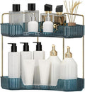INVSSENE Corner Bathroom Countertop Organizer, Vanity Organizer Trays for Counter, Makeup Organizers, Perfume Tray, Skincare Shelf Storage Gifts for Women Girl Student (Blue, 2 Tiers)