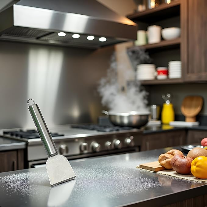 Freezer Scraper, Ice Scraper for Freezer, Steel Shovel, Heavy Duty Kitchen Scraper, Stubborn Dirt Spatula for Range Hood Grease Grime, Oil Fume Removal, Multipurpose Cleaning，Cooking Utensils