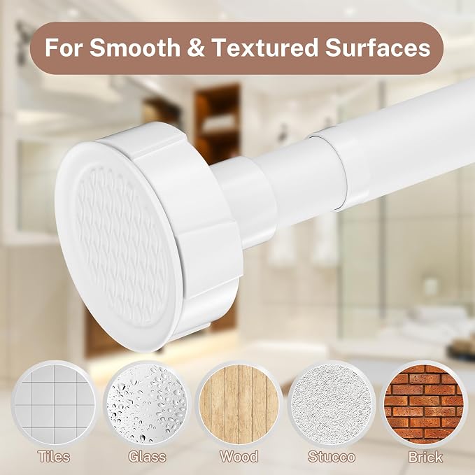 2 Pack Tension Curtain Rod No Drill Adjustable 30-43 Inch, White | Single Telescopic Rod No Splicing, 1" Diameter Anti-Rust Tool-Free for Bathroom Window Closet Room Divider Kitchen