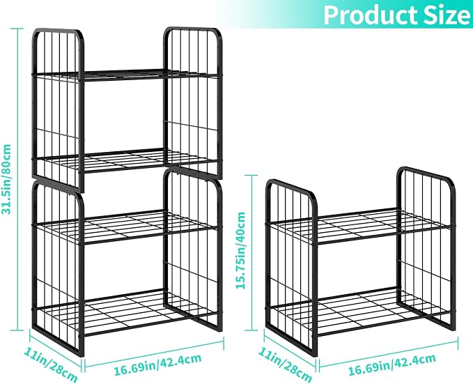 HapiRm Adjustable Purse Organizer for Closet - Purse Rack with Stackable & Separable Design, Large Capacity 4 Tier Handbag Organizer for Various of bags, Space-Saving bag rack for Home
