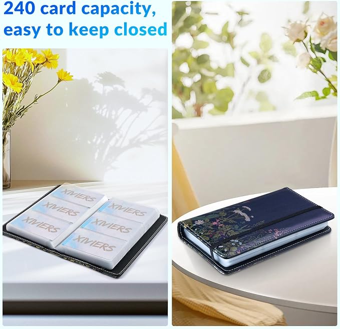 Pu leather business card organizer， 240 Capacity business card holder organizer，Credit card holder for women and men