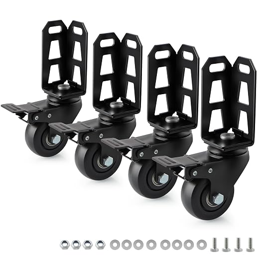 3" Storage Rack Caster Wheels, Storage Shelf Accessories Fit to Boltless Self Locking Shelving Racks, Total Load Capacity 1000 Lbs, 4 Pcs