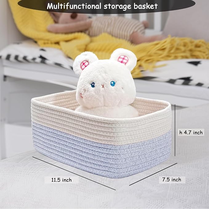 COMFY-HOMI 11.5"x7.5"x4.7" Storage Baskets for Organizing | Cotton Rope Woven Basket | Toy Storage Bin Box | Basket for Shelves, Closet Organizer Bin, Decorative Closet Shelf, 1 Pack