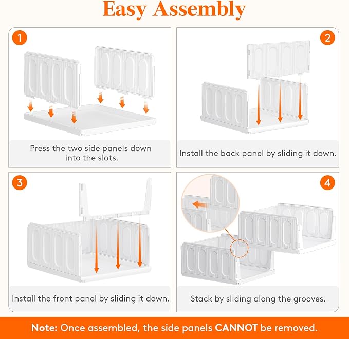 Lifewit 6 Pack Stackable Closet Organizers for Shelf, Plastic Clothes Storage Basket Bins for Wardrobe, Multifunctional Stacking Sweater Containers for Shelves, RV, Pantry, Kitchen, Dorm, 12.6" Wide