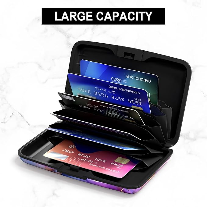 Card Holder Credit Cards Holder for Women RFID wallet women Business Card Holder Wallet Mini Aluminum Card Wallet RFID Blocking Slim Metal Hard Card for Women, Marble Patterns