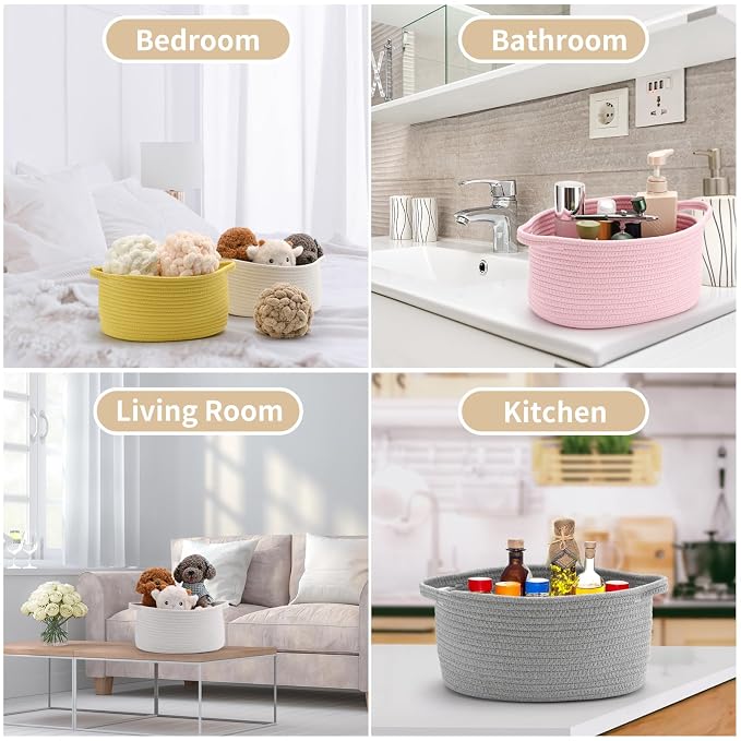 Happyiren Cute Woven Storage Basket with Handle, Baskets for Gifts Empty | 2 Pack Gift Baskets for Birthday Baby Shower Raffle Burr Fundraiser Teacher, Decorative Organizer Box for Home Refresh