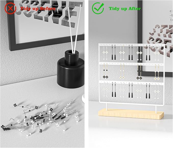 Julysky Earring Holder Organizer,Earring Holder Stand for Hanging Earrings,Earring Display Stand，Earring Organizer Stand，Earring Tree (White, 3 Layers)