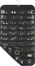 1 Pack Hanging Jewelry Organizer, 80 Clear Pockets earring organizer and storage, Accessories holder organizer for Closet, Jewelries, Necklace, Travel