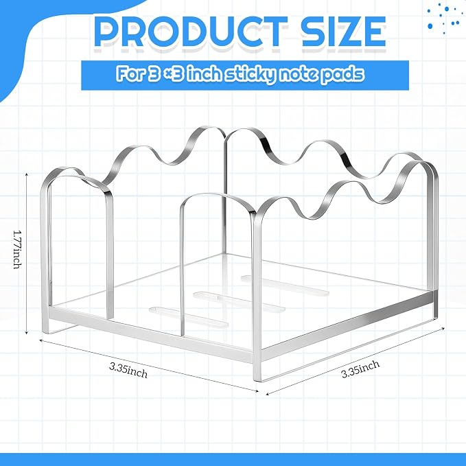 AceOrbit 2 Pcs Scalloped Acrylic Sticky Note Holder, 3x3 Inch Clear Cute Notepad Holder Sticky Note Dispenser with Wave Design, Thick Acrylic Desk Organizer for Office, Home, Dorm, Classroom Desk