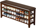 Taitiy Shoe Bench Storage Rubberwood for Entryway Bench Ideal for Hallways Shoe Rack Front Doors Entrances Mudrooms Featuring 3 Height-Adjustable and Removable Shelves